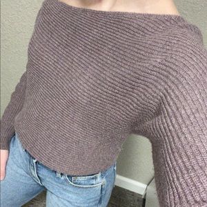 Off the should purple sweater